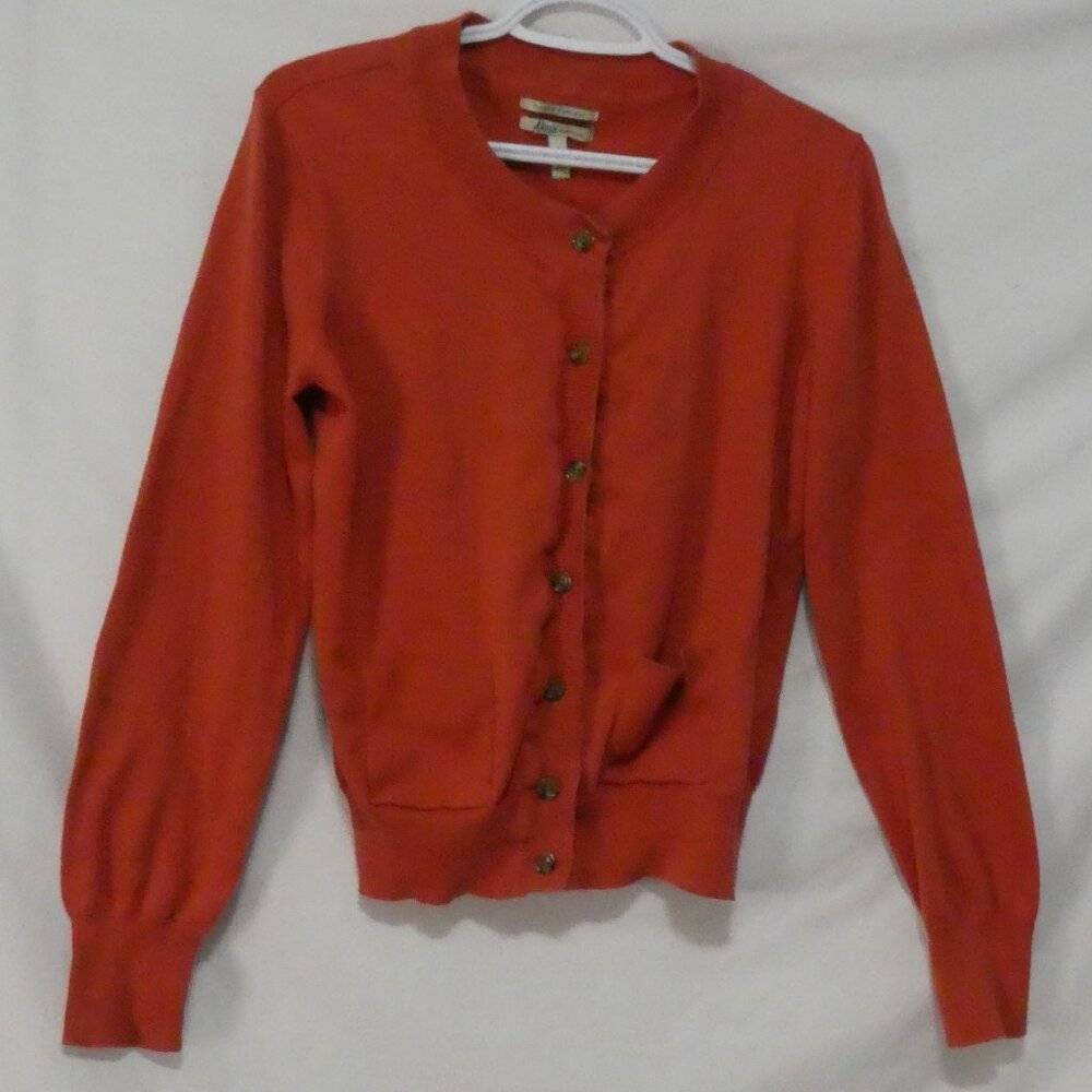 G.H. BASS Classic Cardigan large Orange Button-Up Cotton Cardigan *Stain Spots